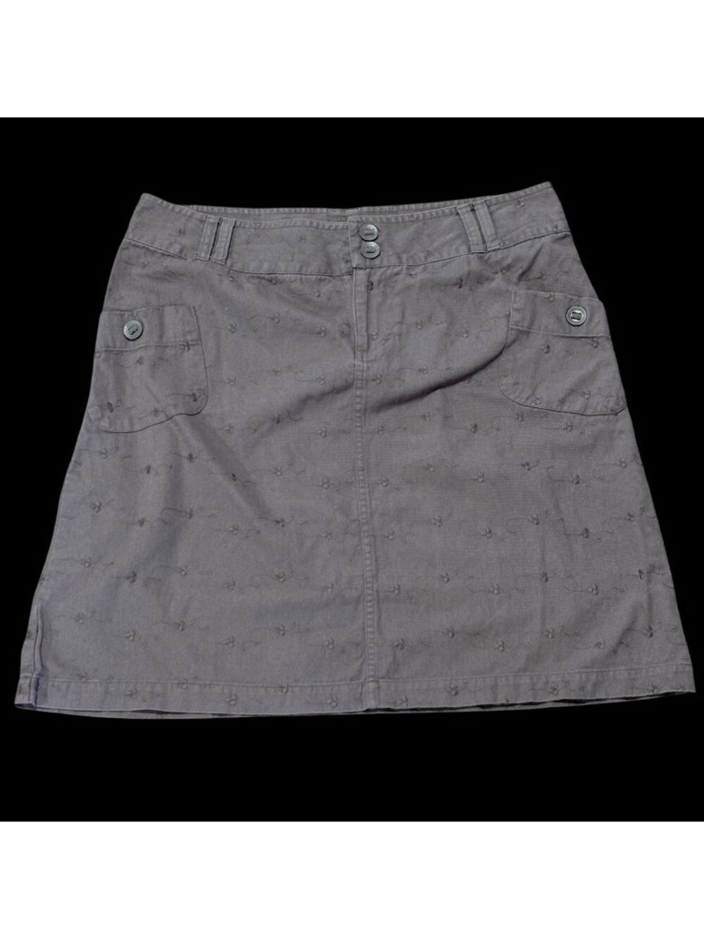 Columbia Womens Gray Cargo Cotton Floral Embroidered Skirt Size M 32W 10L